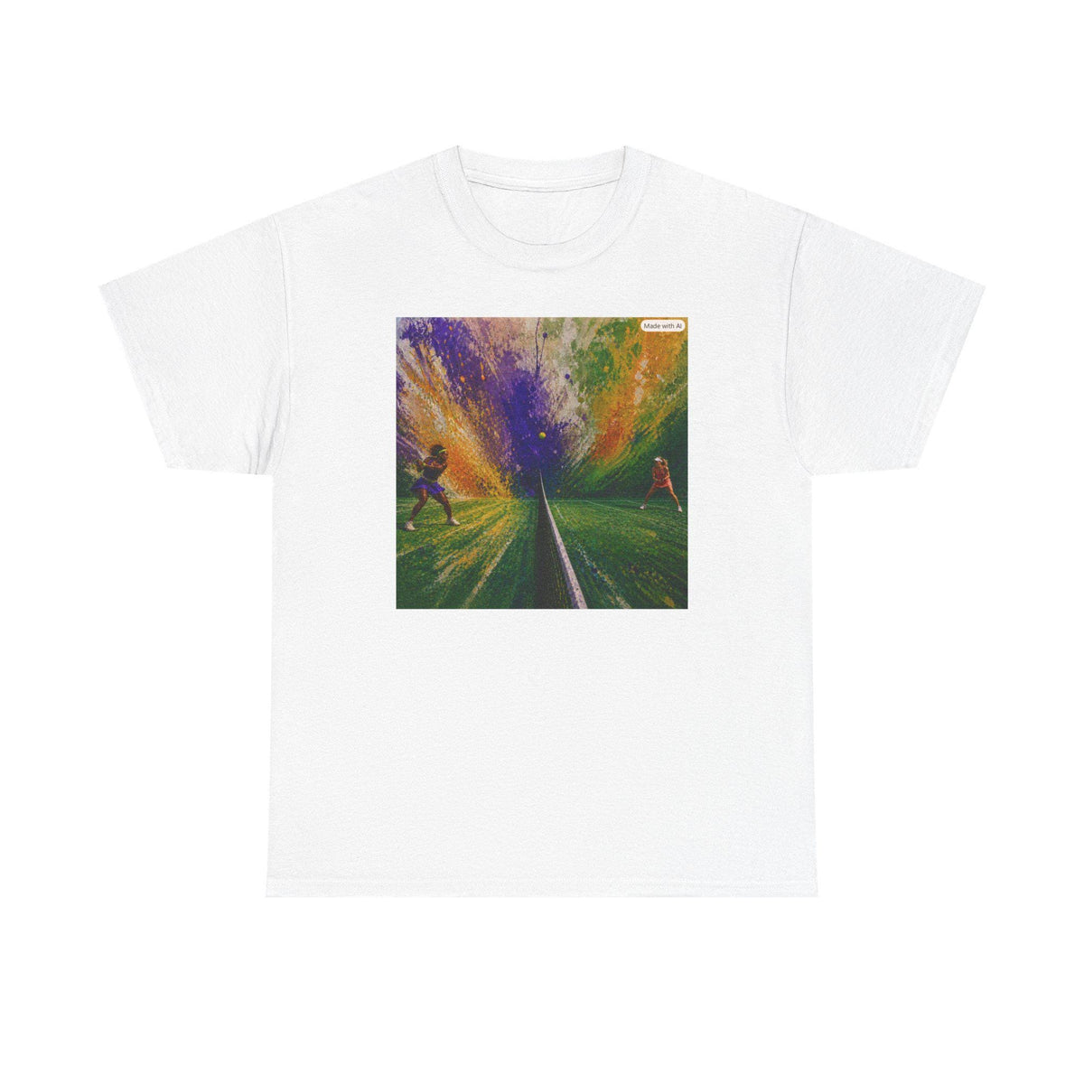 Surreal Tennis Tee | Abstract Cosmic Train Artwork