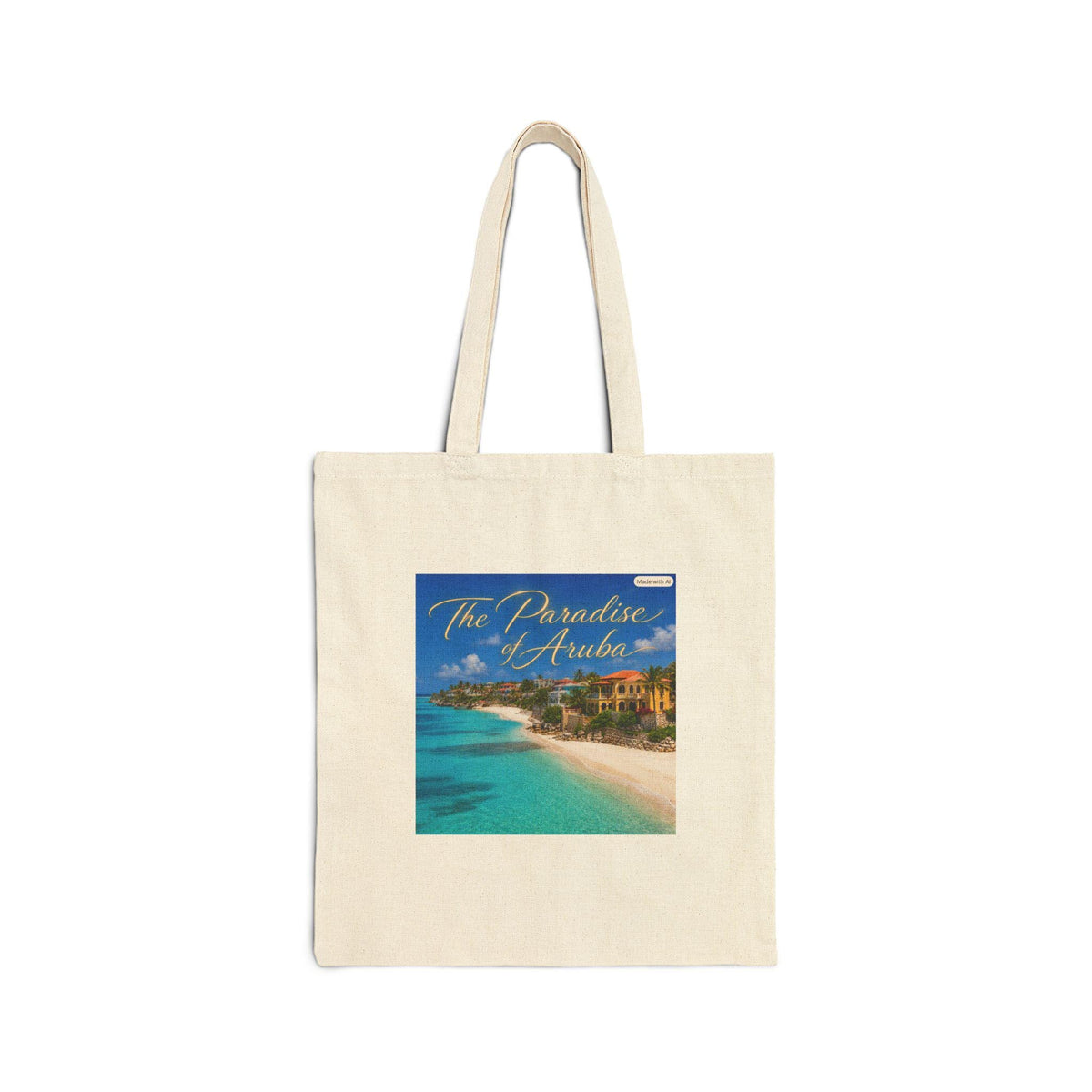 Paradise Aruba Beach Scene Tote Bag | Vintage Tropical Seaside Print