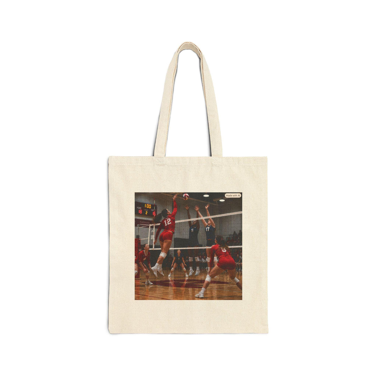 High School Volleyball Action Tote Bag | Sports Team Gym Canvas Tote