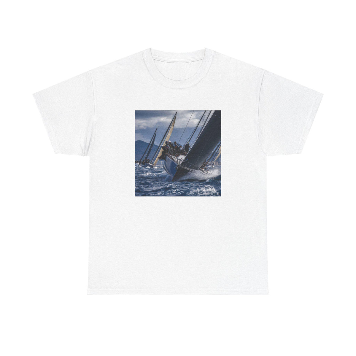 Sailboat Racing Graphic Tee | Nautical Regatta, Ocean Waves