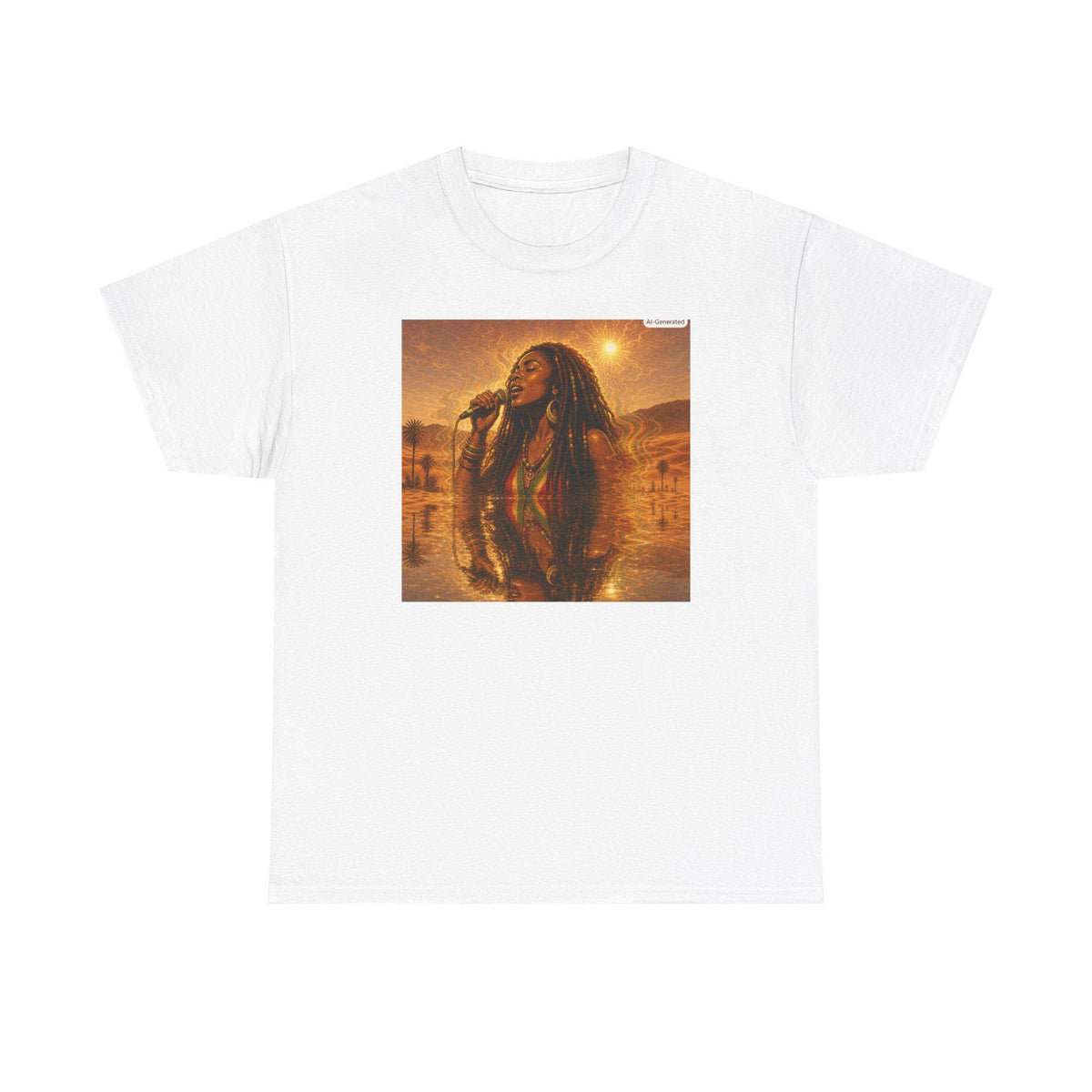 Reggae Singer Portrait Tee | Vintage Sunset Music Artwork