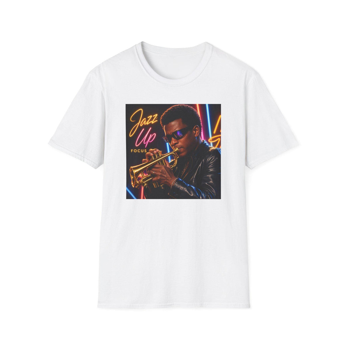 Jazz Up Trumpet Player T-Shirt | Neon Jazz Music Design