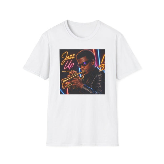 Jazz Up Trumpet Player T-Shirt | Neon Jazz Music Design