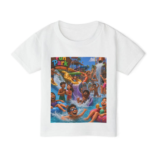 Kids Water Park Splash Scene Toddler T-shirt | Pool Party Illustration