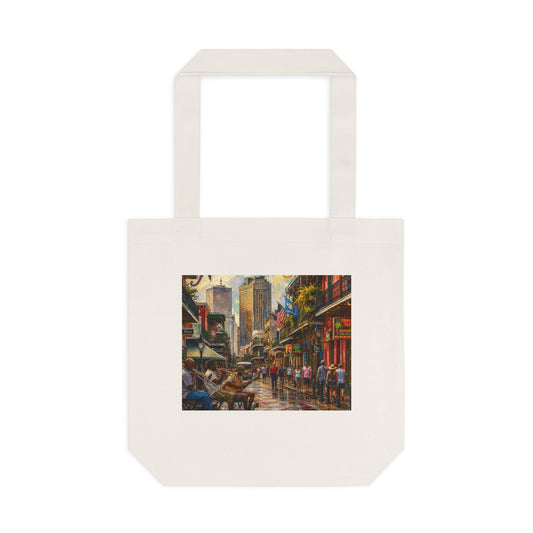 Mew Orleans Street Scene Tote Bag | Urban Market Illustration