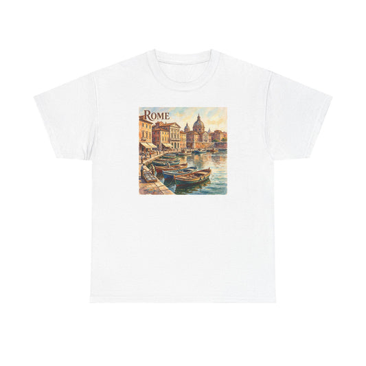 Vintage Rome Harbor Painting Tee | Italian Travel Souvenir Shirt