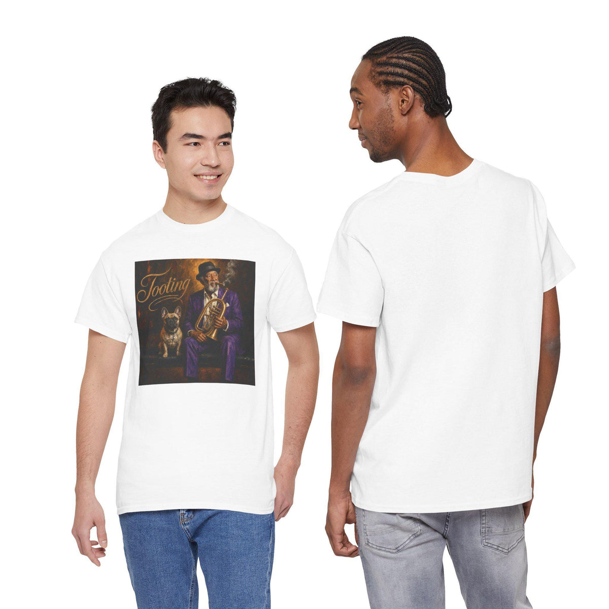 Jazz Musician with Saxophone T-Shirt | Vintage Jazz Art, Dog Companion