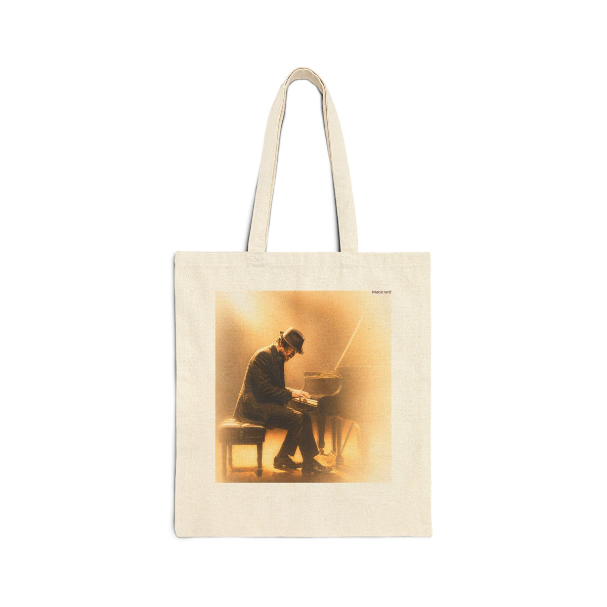 Piano Player Illustration Tote Bag | Musician Concert Canvas Tote