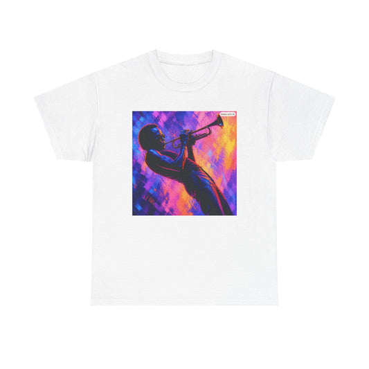 Silhouette Trumpet Player T-Shirt | Neon Jazz Music Art