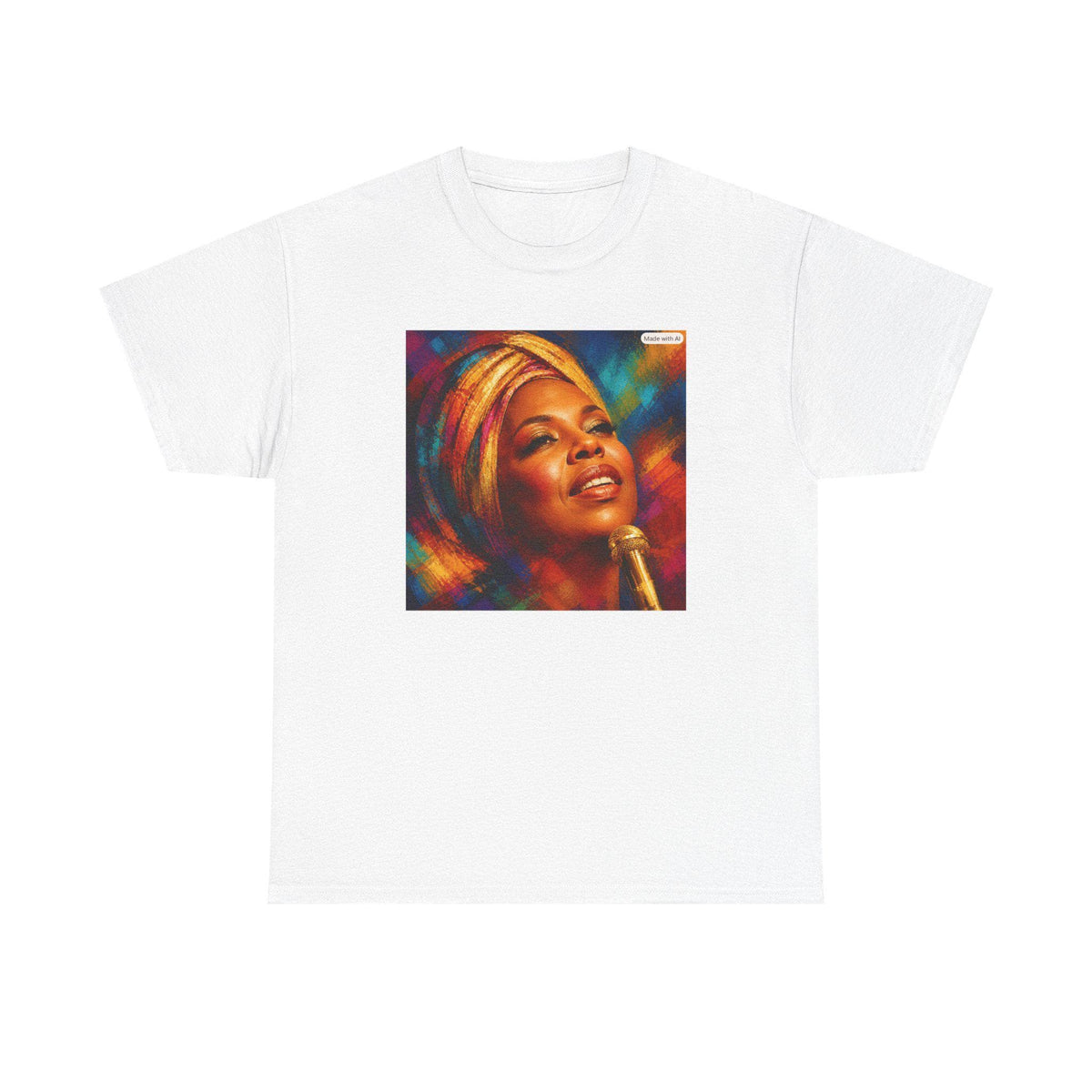 Soulful Singer Portrait Tee | Colorful Music Artwork, Retro Vibes