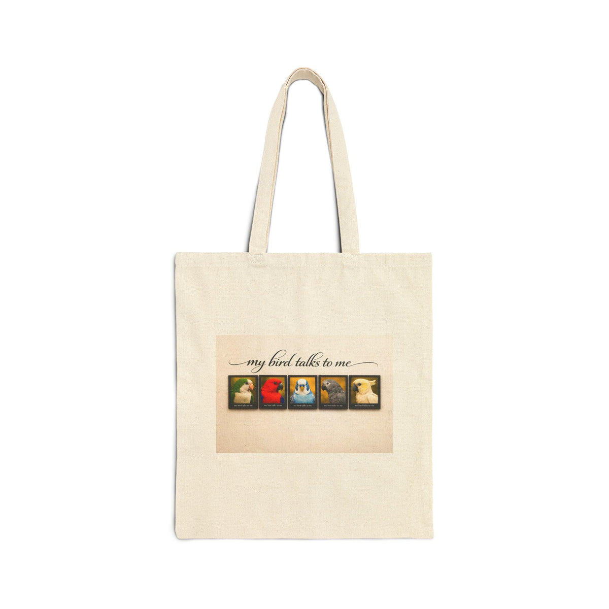 My Bird Talks To Me Tote Bag | Illustrated Birds Canvas Tote
