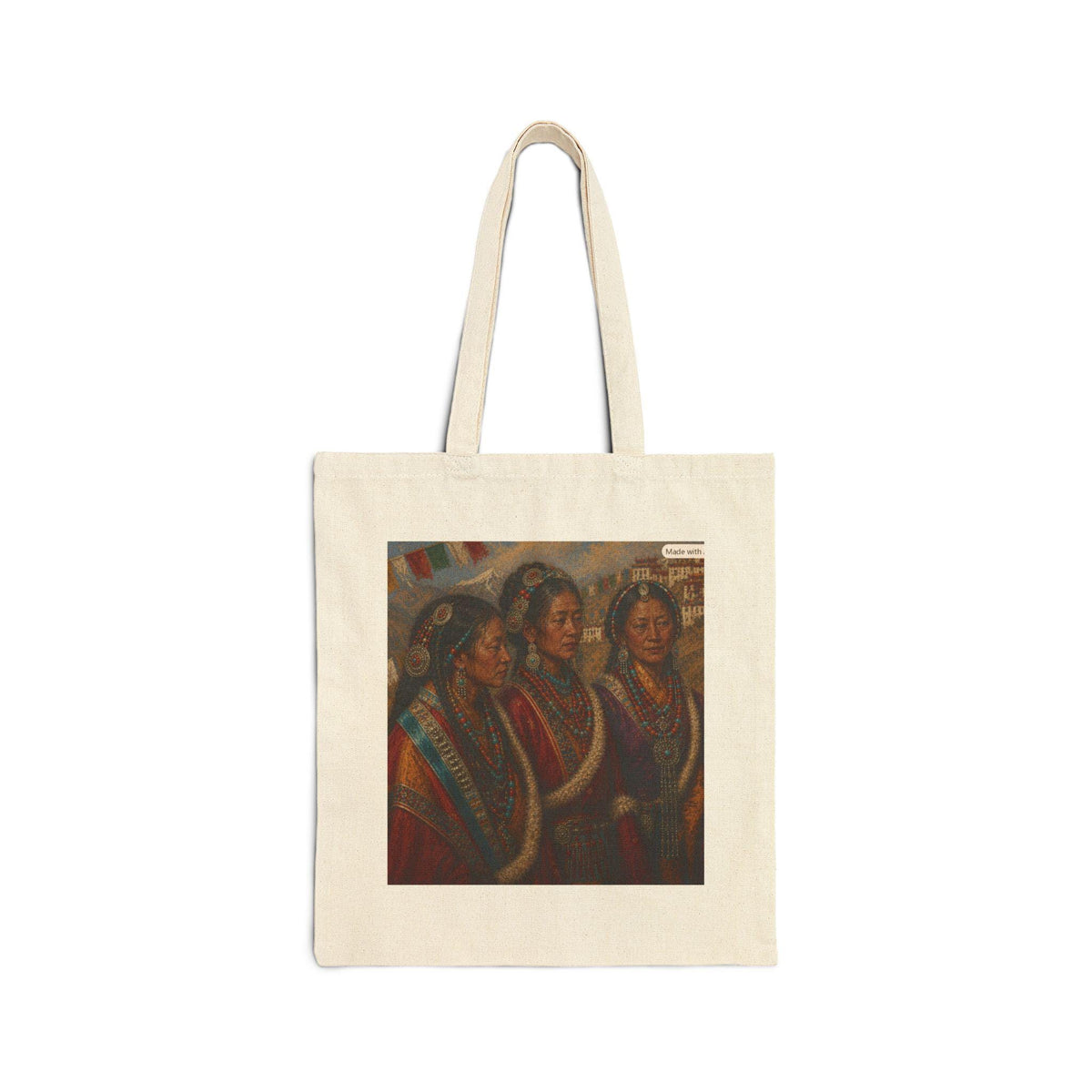 Women in Traditional Dress Tote Bag | Vintage Folk Art Illustration