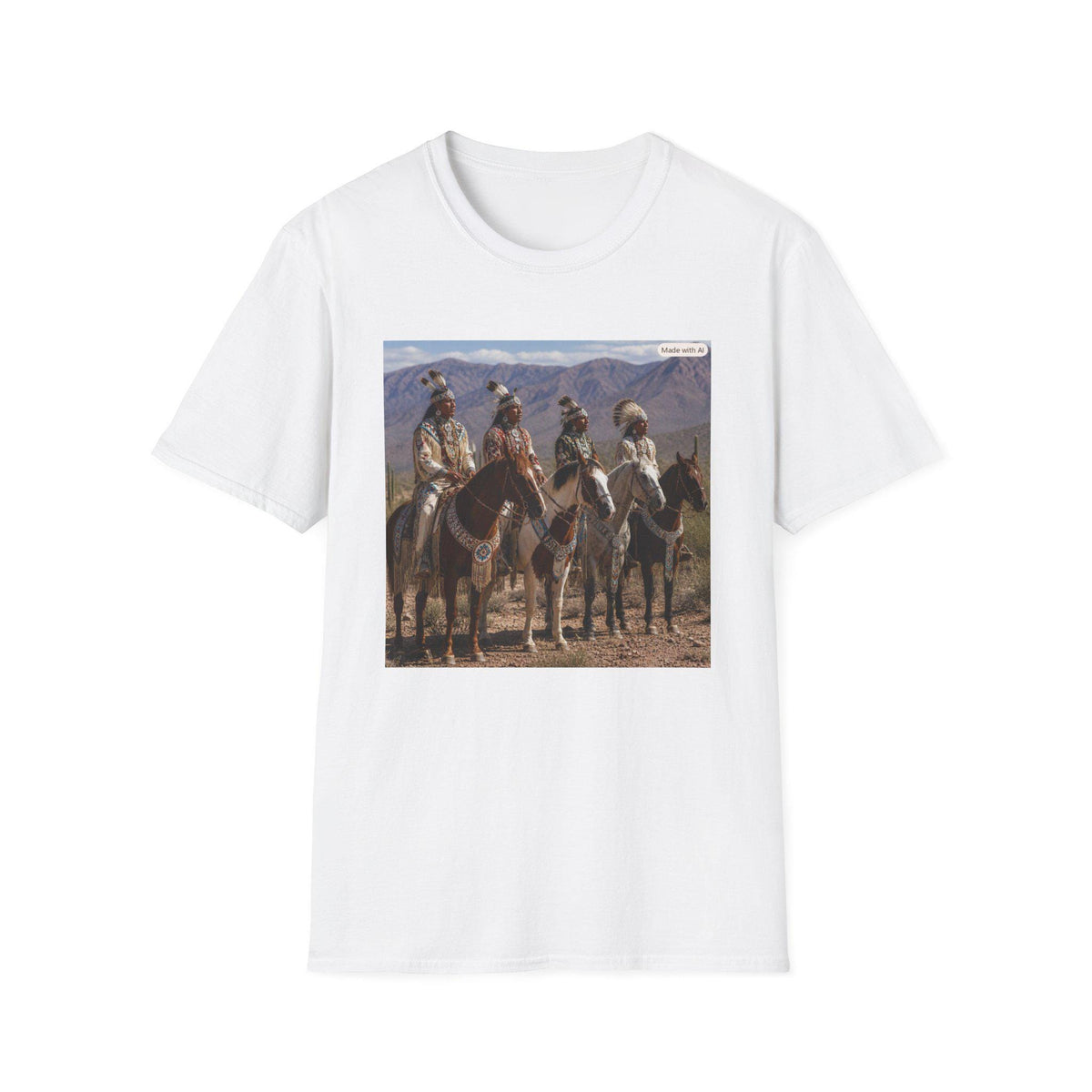 Native American Horsemen Artwork T-Shirt | Vintage Western Native Riders