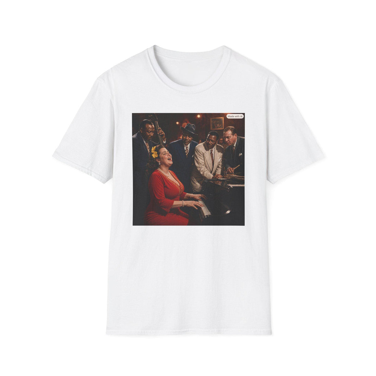 Vintage Jazz Club Scene T-Shirt | Singing Pianist Band