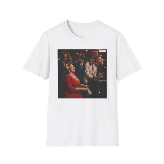 Vintage Jazz Club Scene T-Shirt | Singing Pianist Band