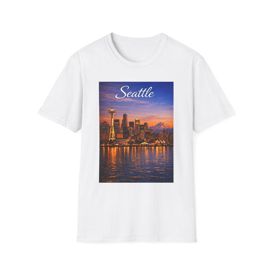 Seattle skyline sunset T-Shirt | Seattle cityscape tee