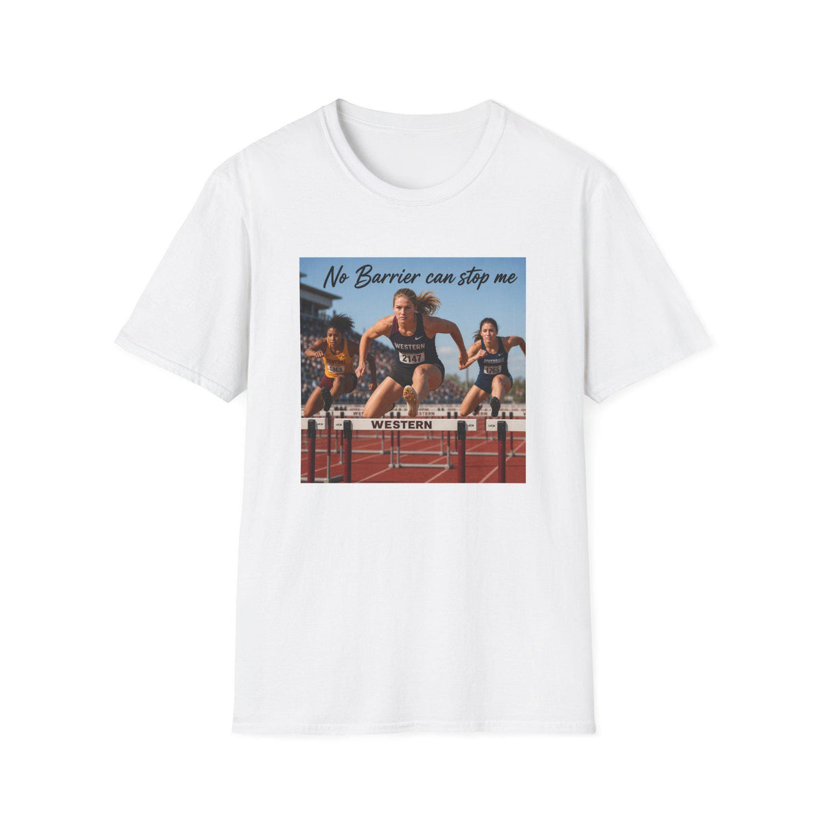 No Barrier Can Stop Me Track Hurdles T-Shirt | Hurdler Photo Athletic Tee