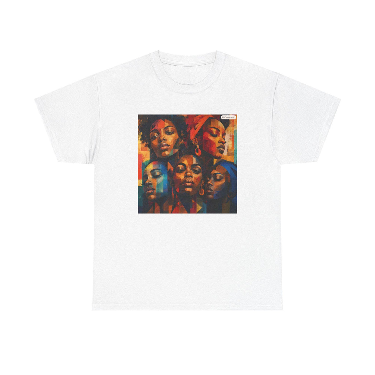 Abstract Afrocentric Faces Tee | Colorful Portrait Collage, Black Art